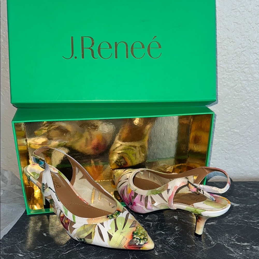 J.Renee Women's Floral Slingback Heels
